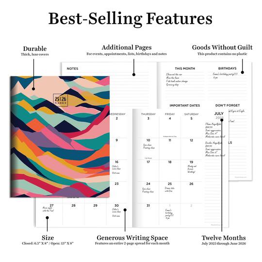 TF Publishing 2025-2026 Peaks & Valleys Medium Monthly Planner